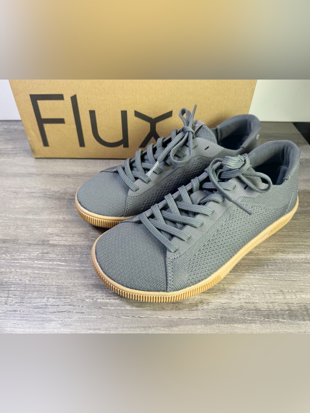 Flux Women's Gray Knit Sneakers with Gum Sole